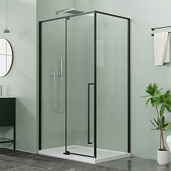 Azario Душевой уголок Male 90/90 стекло прозрачное профиль матовый черный – фотография-2