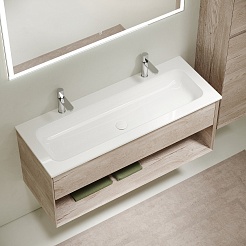 Sancos Тумба с раковиной Marmi 1.0 120 дуб галифакс натуральный раковина Grace 121 CN7016 для двоих – фотография-2