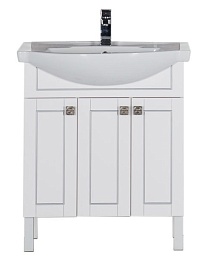 Aquanet Тумба с раковиной "Честер 75" белый/серебро – фотография-4