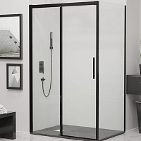 RGW Душевой уголок Leipzig LE-41B (LE-12B + Z-050-2B) 130x100 профиль черный стекло прозрачное
