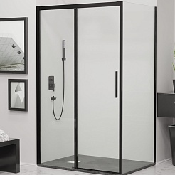 RGW Душевой уголок Leipzig LE-41B (LE-12B + Z-050-2B) 130x100 профиль черный стекло прозрачное – фотография-1