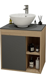 Teymi Тумба с раковиной Nura 60 дуб эврика/графит матовый T60529 раковина T50103 – фотография-1