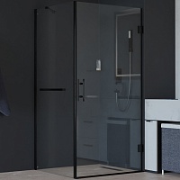 RGW Душевой уголок Hotel HO-045-1B (HO-011B + Z-060-2B + O-204B) 90x90 профиль черный стекло прозрачное