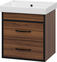 Misty Тумба с раковиной Кедр 50 подвесная орех/черная – фотография-3