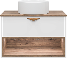 Brevita Тумба под раковину Bergen 80 подвесная дуб галифакс олово/белая