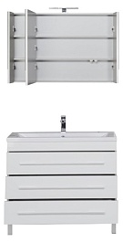 Aquanet Тумба с раковиной Верона 100 напольная, ящики, белая – фотография-2