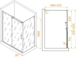 RGW Душевой уголок Tornado TO-44-1B (TO-14B + Z-060-2B) 150x90 профиль черный стекло прозрачное – фотография-3