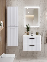 BelBagno Тумба с раковиной Due 60 подвесная Белый металлик ручки Матовый атласный никель – фотография-17