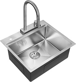 Milacio Мойка кухонная Denia 57 Steel со смесителем нержавеющая сталь – фотография-3