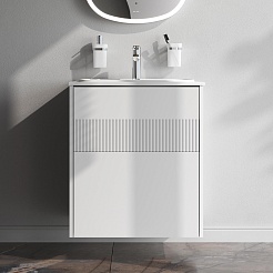 Am.Pm Тумба с раковиной Func 60 подвесная белая матовая – фотография-7