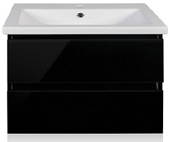 Style Line Мебель для ванной Даймонд 80 Люкс черная, PLUS подвесная – фотография-7