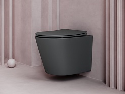 Ceramicanova Подвесной унитаз Balearica Rimless CN6000MDH тёмный антрацит матовый – фотография-2