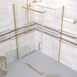 Triton Душевой уголок Терра-Голд 120x90 стекло прозрачное профиль золото – фотография-3