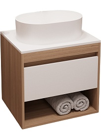 Teymi Тумба с раковиной Ritta 75 дуб эврика/белый матовый T60521 раковина T50606 – фотография-1