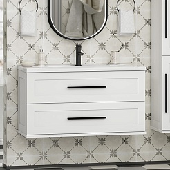 Misty Тумба c раковиной Модерн 100 подвесная белая – фотография-2