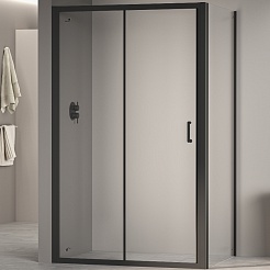 RGW Душевой уголок Passage PA-74B (PA-14B + Z-050-2B) 130x100 профиль черный стекло прозрачное – фотография-1