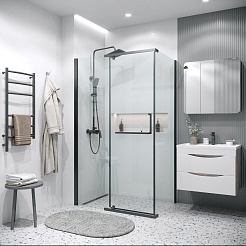 Grossman Боковая стенка Pragma 80x195 профиль черный матовый стекло прозрачное – фотография-3