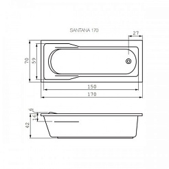 Cersanit Акриловая ванна Santana 170 ультра белая – фотография-3