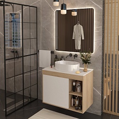 Teymi Тумба с раковиной Nura 80 Lori 50 подвесная дуб/белый – фотография-10