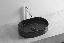 Ceruttispa Раковина накладная 50 CR0055B MMB2 мрамор черный матовый – фотография-2