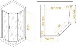 RGW Душевой уголок Passage PA-86B 90x90 профиль черный стекло прозрачное – фотография-3
