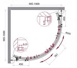 BelBagno Душевой уголок Acqua 100/100 ACQUA-R-2-100-C-Cr стекло прозрачное – фотография-3
