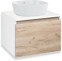 Runo Тумба с раковиной Бари 60 Bella подвесная дуб крафт/белая