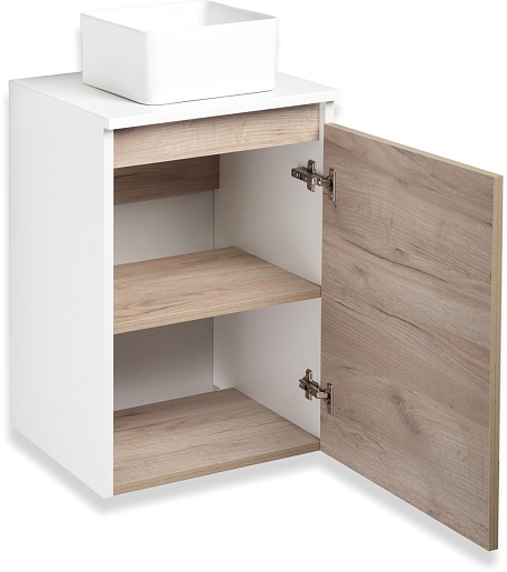 Runo Мебель для ванной Бари 40 R Uno подвесная дуб крафт/белая – фотография-6