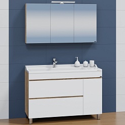 СанТа Мебель для ванной Марс 120 белая/янтарное дерево – фотография-1