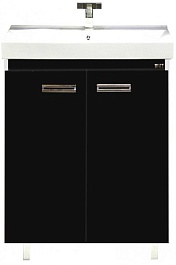 Misty Тумба для умывальника Джулия QVATRO 65 прямая черная – фотография-1