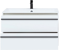 Aquanet Тумба с раковиной Lino 90 подвесная белая матовая – фотография-5