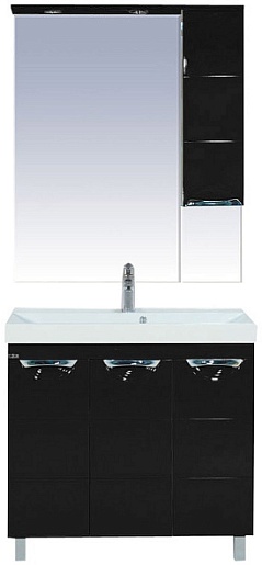 Misty Зеркальный шкаф Петра 75 черный R – фотография-2