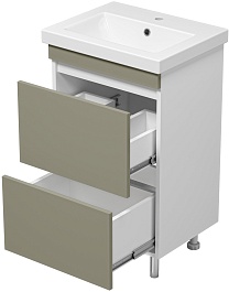 Misty Тумба с раковиной Майна 50 2 ящика хаки/белая – фотография-5