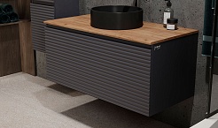 Jorno Тумба с раковиной Cossety 100 подвесная антрацит/дуб Крафт золотой – фотография-6