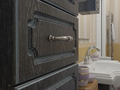 Какса-а Пенал для ванной Патина 30 черный с белым – фотография-4