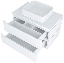 Mixline Тумба с раковиной Виктория 80 подвесная белая софт – фотография-2