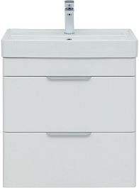 Aquanet Тумба с раковиной Ирис New 60 2 ящика подвесная белая глянцевая – фотография-4