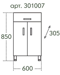 СанТа Тумба для ванной TH 60 2 двери, 1 ящик (301007) – фотография-11