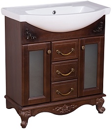 Bas Тумба под раковину Версаль 75, орех, вставки стекло – фотография-1