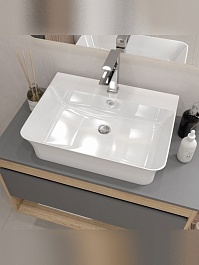 Teymi Раковина накладная в ванную Aina 55/41 глянцевый белый T50006 – фотография-3