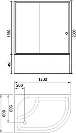 Royal Bath Душевой уголок 120/80 BK RB 8120BK-C-CH L с поддоном – фотография-3