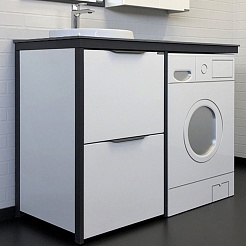 Comforty Тумба с раковиной Лозанна 120 под стиральную машину белая глянцевая – фотография-1