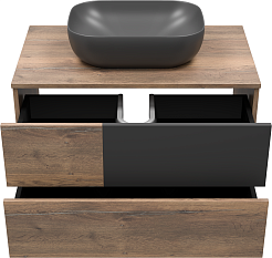 Misty Тумба с раковиной Коломбо 80 подвесная дуб галифакс/антрацит – фотография-3