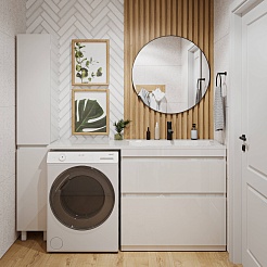 Vivon Тумба с раковиной под стиральную машину Donna 150R 2 ящика напольная белый глянец – фотография-13