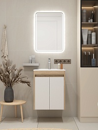 Teymi Тумба с раковиной Netta 50 Волна подвесная дуб/белый – фотография-10