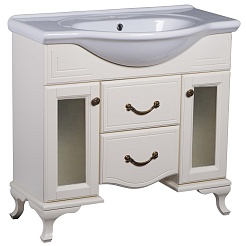 Bas Тумба с раковиной Берта 85, слоновая кость, вставки стекло – фотография-1