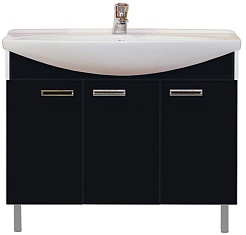 Misty Тумба с раковиной Джулия 105 прямая черная – фотография-1