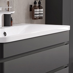 Equil Тумба с раковиной Eltoro 100 2 ящика подвесная черный софт – фотография-7