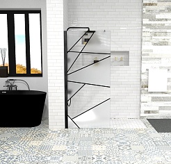 Ceruttispa Душевое ограждение Pick T90B профиль черный стекло матовое/прозрачное с рисунком – фотография-2