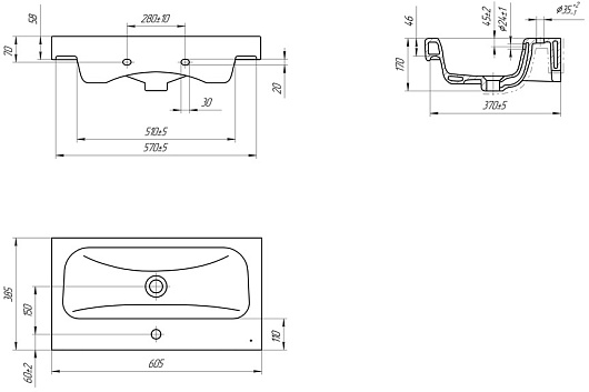 Бриклаер Тумба с раковиной Кристалл 60 с нишей белая/дуб бунратти – картинка-13